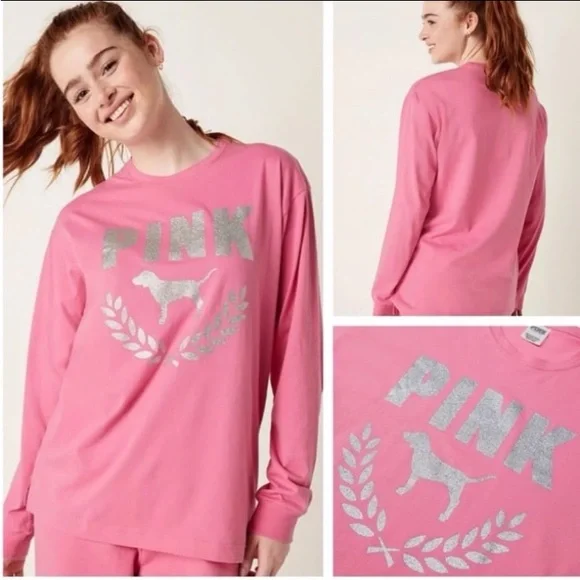 NWT VS PINK GLITTER LOGO SET - Picture 3 of 10